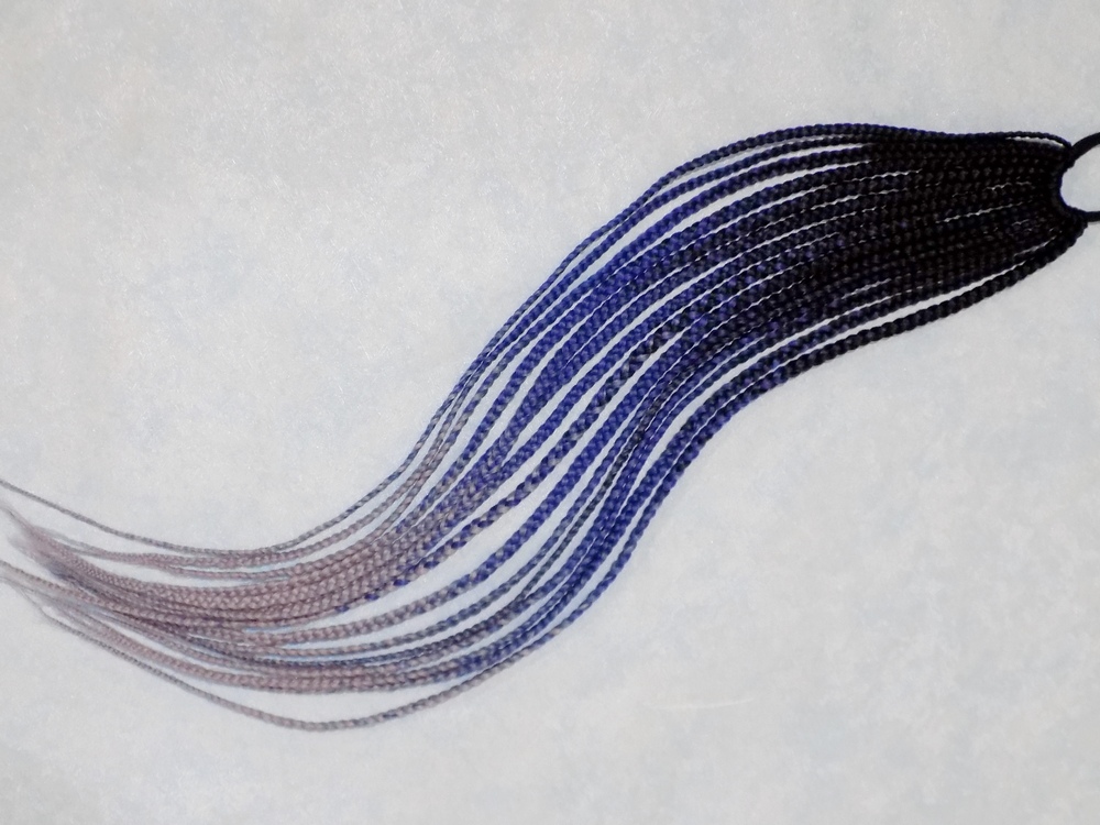 афрорезинка 15 кос, омбре синий